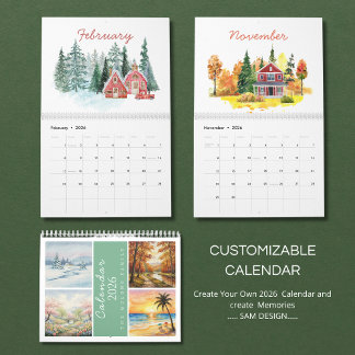 Calendrier aquarelle Saisons 2026 | Nature artisti