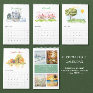 Calendrier aquarelle Saisons 2026 Nature artisti