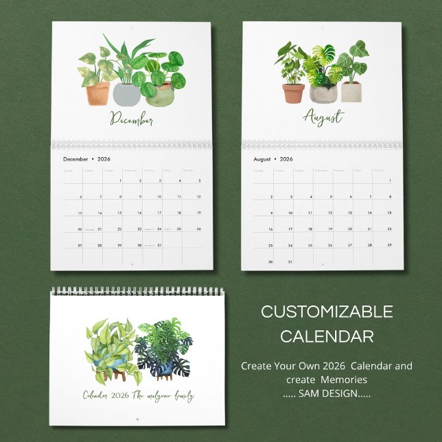 Calendrier Aquarelle Succulente & Feuille 2026 | B (Créateur téléchargé)