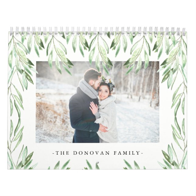 Calendrier Aquarelle tendance Feuilles botaniques | Photo (Protection)