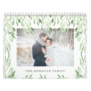 Calendrier Aquarelle tendance Feuilles botaniques Photo