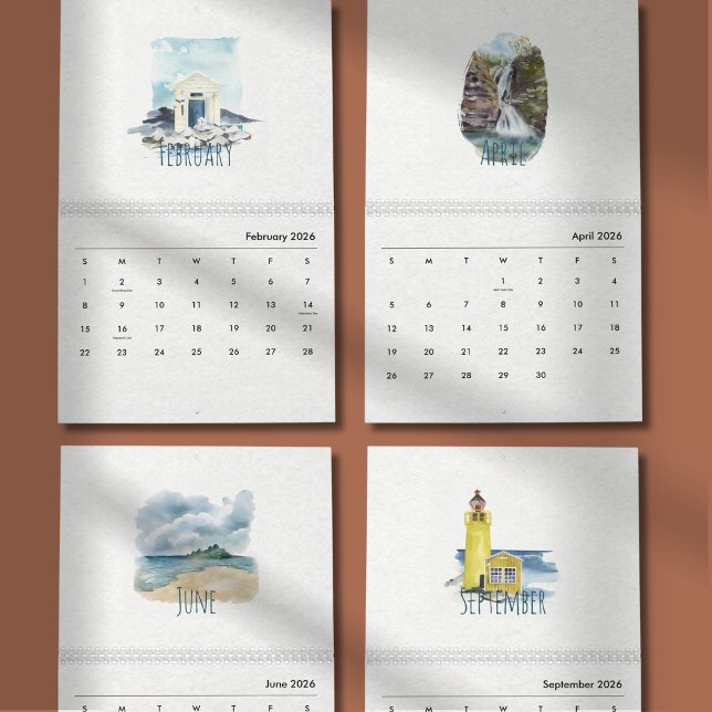 Calendrier aquarelle tropical 2026 (Créateur téléchargé)