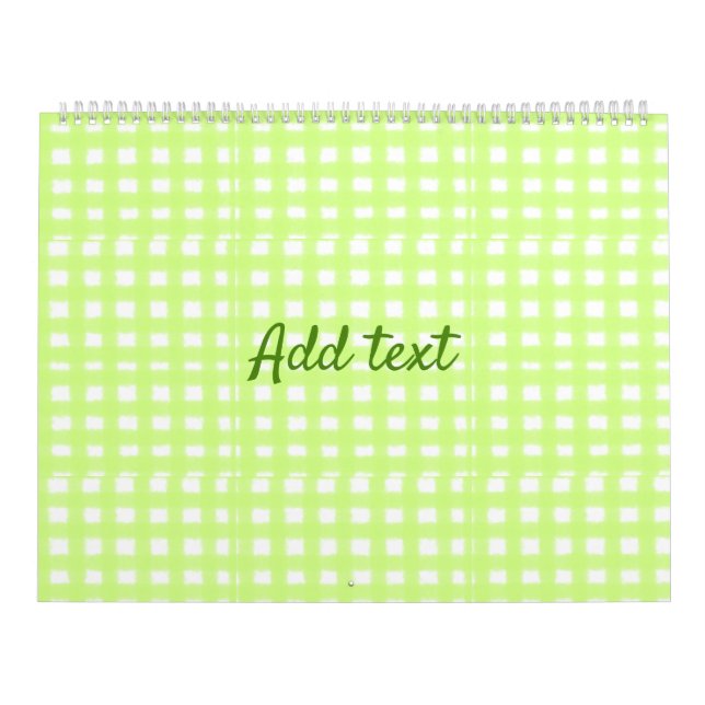 Calendrier Aquarelle vert plaid ginham personnalisé ajouter t (Protection)