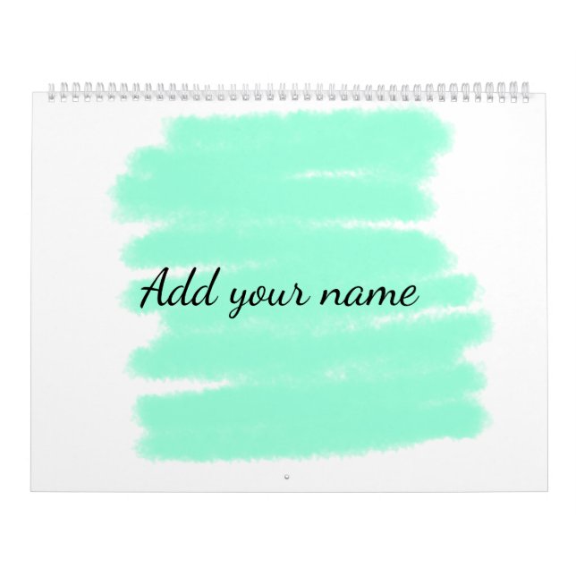 Calendrier Aquarelle verte ajouter un nom texte message ici j (Protection)