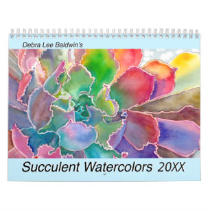 Calendrier Aquarelles Succulentes 20XX Debra Lee Baldwin
