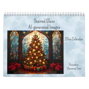 Calendrier Arbre de Noël de style vitrail pour décembre