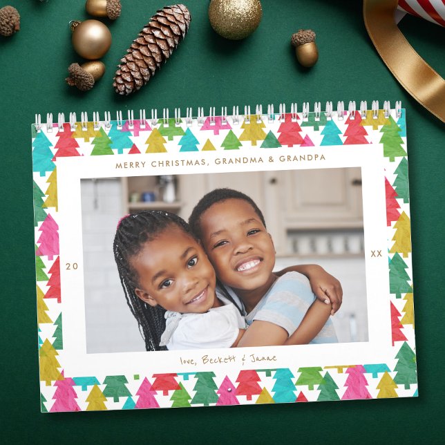 Calendrier Arbres en Papier Colorés Photo de Noël (Créateur téléchargé)