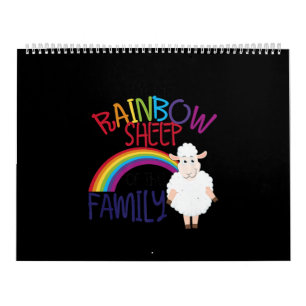 Calendrier Arc-en-ciel de famille Cadeau de mouton coloré