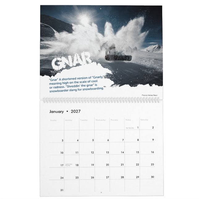 Calendrier Argot de surfeur (Jan 2027)