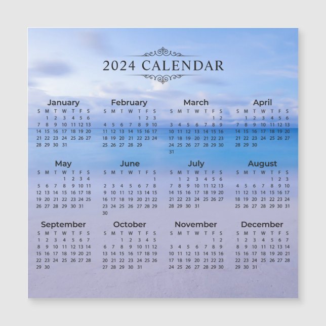 Calendrier Arrière - plan de plage 2024 | Carte ma (Devant)