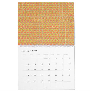 Calendrier arrière - plan orange et jaune avec motif