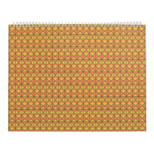 Calendrier arrière - plan orange et jaune avec motif