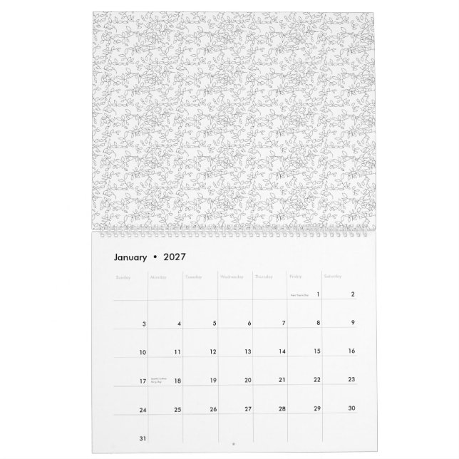 Calendrier Arrière - plan texturé blanc avec subtil, tissé, (Jan 2027)