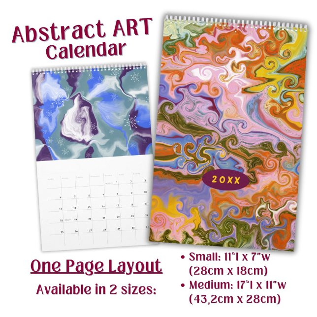 Calendrier Art abstrait de marbrure à couleur fluide  (Créateur téléchargé)