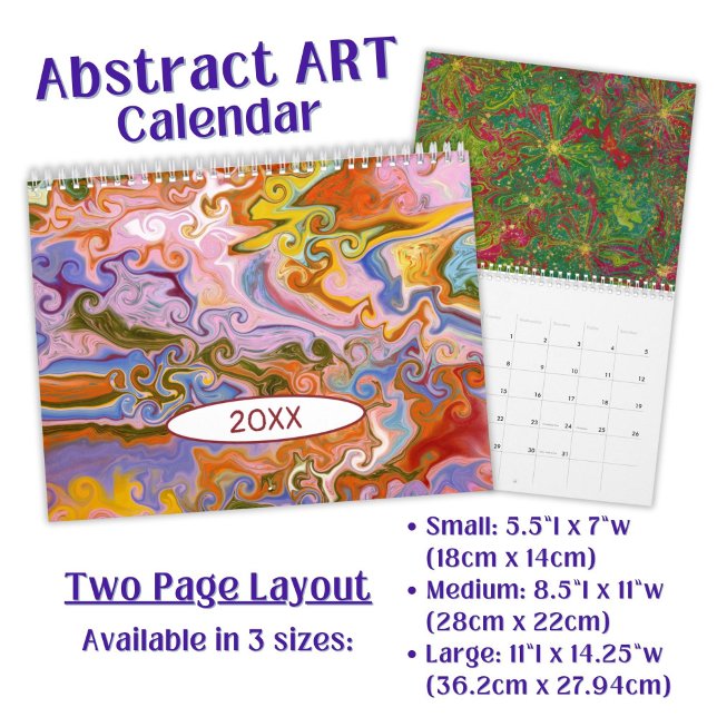 Calendrier Art abstrait de marbrure à couleur fluide  (Créateur téléchargé)