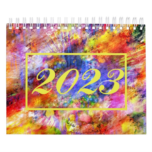 Calendrier Art Abstrait Gold Red Blue Cool 2023 (Protection)