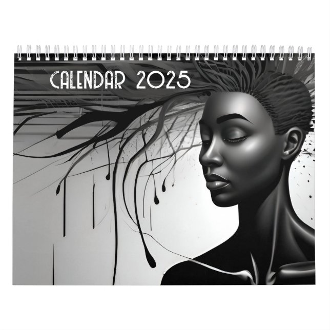 Calendrier Art abstrait noir et blanc (Protection)