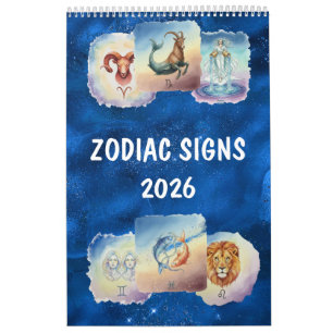 Calendrier Art aquarelle du zodiaque astrologique