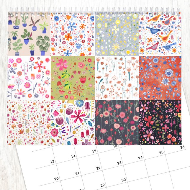 Calendrier Art botanique floral Nic Squirrell (Floral paintings calendar with original art by Nic Squirrell)