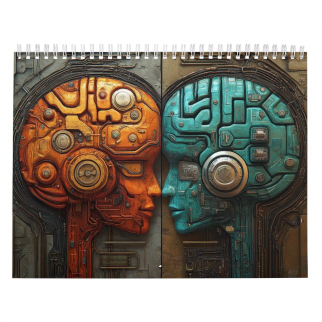 Calendrier Art de couple d'androïde cyberpunk biomécanique (Protection)