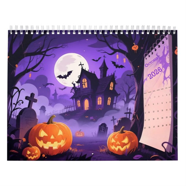 Calendrier Art de Halloween de style dessin animé (Protection)