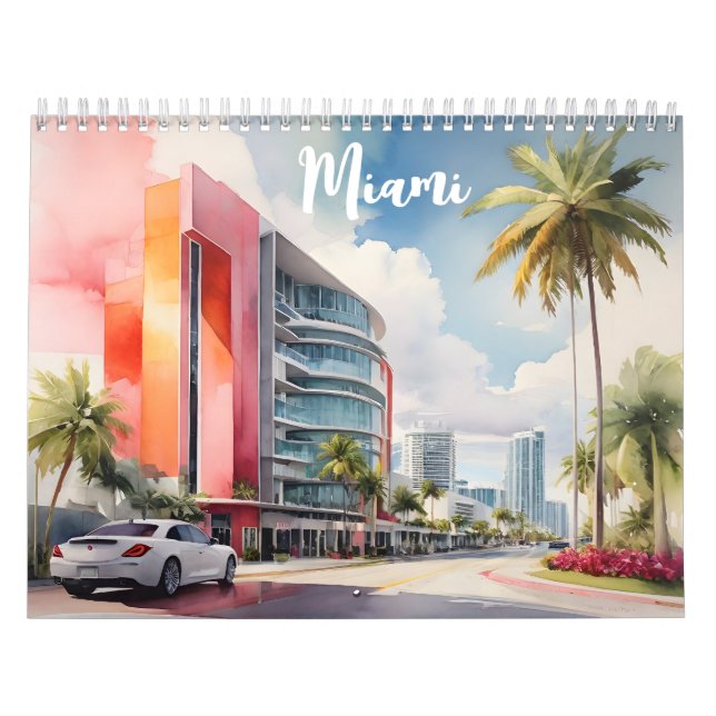 Calendrier Art de Miami aquarelle (Protection)