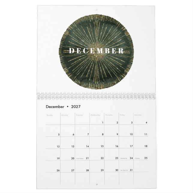 Calendrier Art Déco Élégante Année complète (Dec 2027)