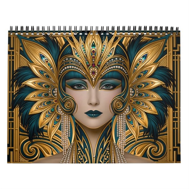 Calendrier Art Déco Jolies Flappers  (Protection)