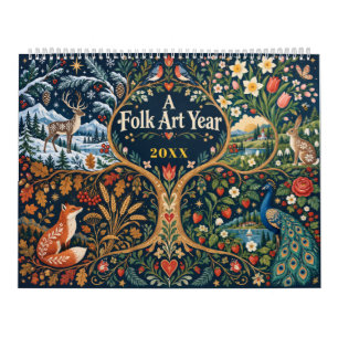 Calendrier Art folklorique saisons faune et flore