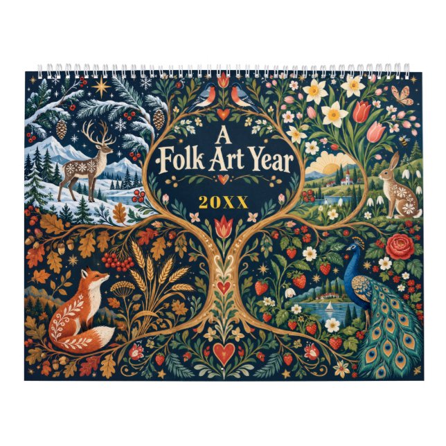 Calendrier Art folklorique saisons faune et flore (Protection)