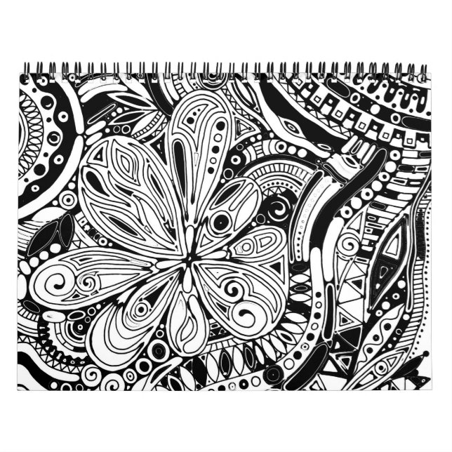 Calendrier Art Géométrique Noir Et Blanc 15 (Protection)