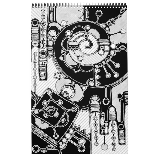 Calendrier Art Géométrique Noir Et Blanc 4 (Protection)