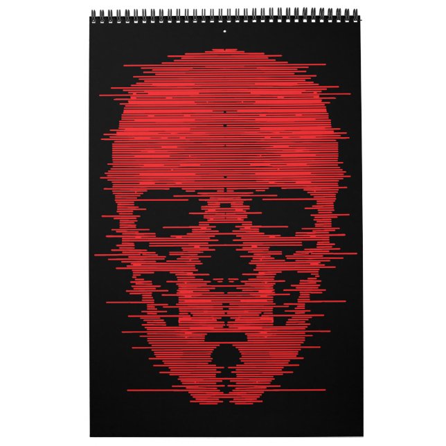 Calendrier Art Glitch Crâne Rouge (Protection)
