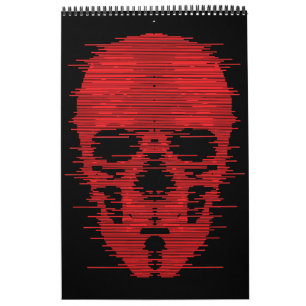 Calendrier Art Glitch Crâne Rouge