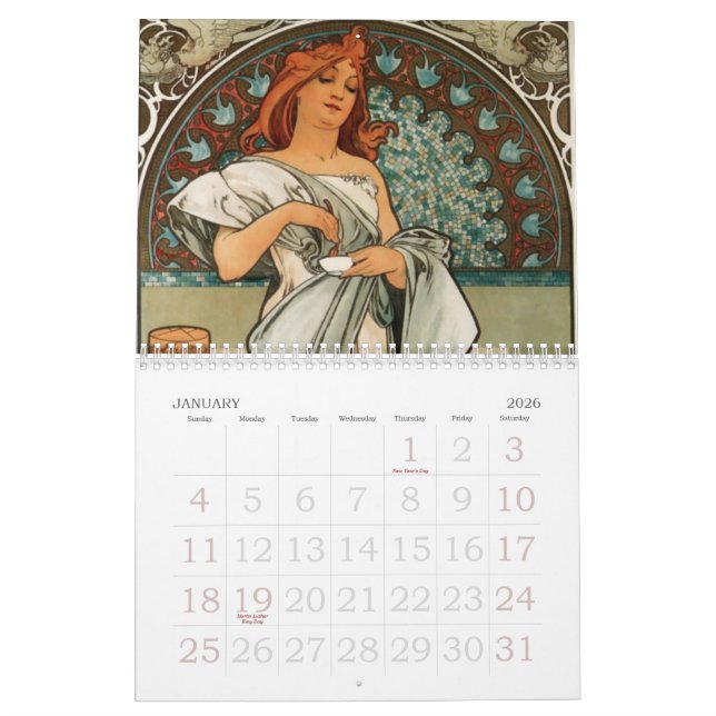 Calendrier Art Nouveau (Jan 2026)