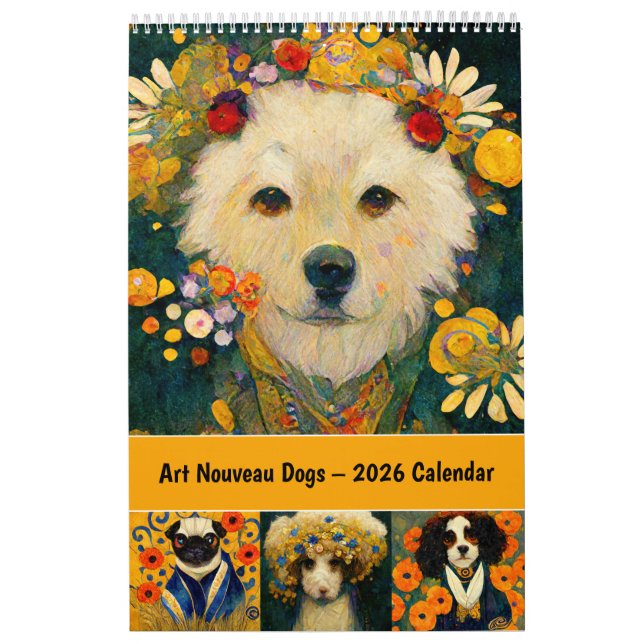 Calendrier Art Nouveau Dogs – 2026 Calendar (Protection)