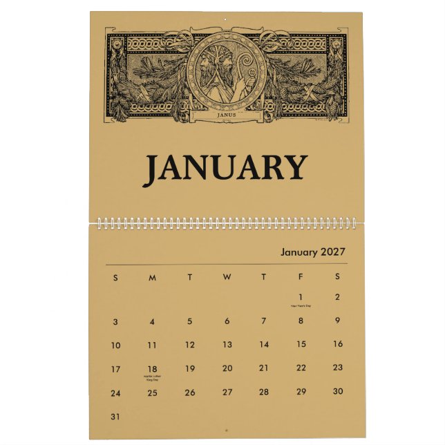 Calendrier Art Nouveau Mythologie Romaine (Jan 2027)