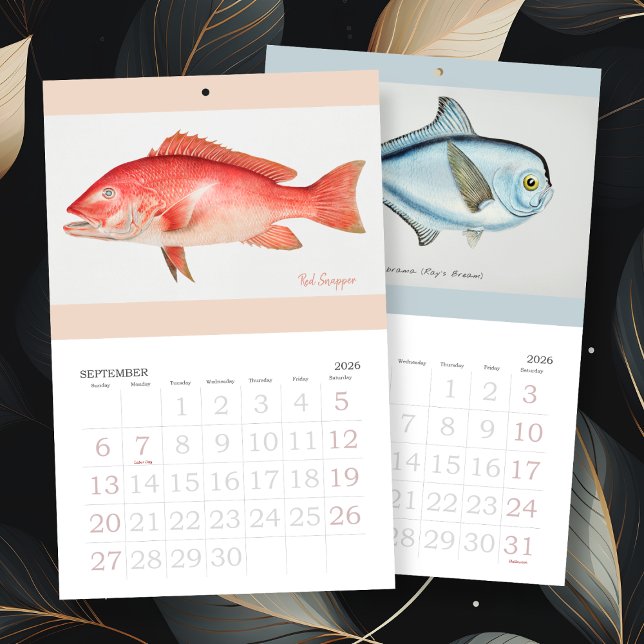 Calendrier Art Poisson Vintage Toute Année (Créateur téléchargé)