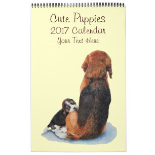 Calendrier art réaliste 2017 de chiot de peintures mignonnes