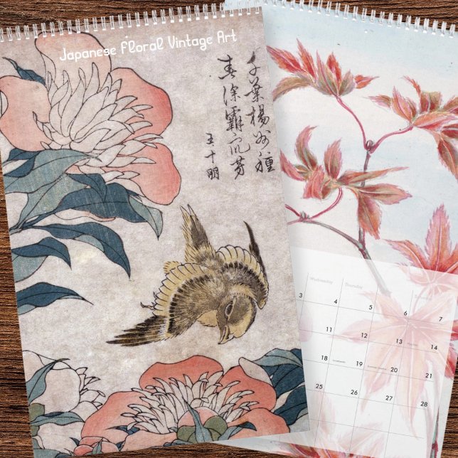Calendrier Art Vintage Floral Japonais (Floral Japanese Vintage Art Calendar by Ricaso. A stunning calendar you can start at any month)