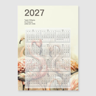 Calendrier artistique flamant 2027 avec dos magnét
