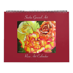 Calendrier artistique Rose aquarelle par Sacha Gro