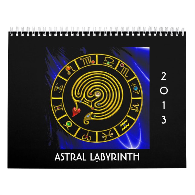 Calendrier ASTRAL LABYRINTH GOLD ZODIAC CHART Astrologie (Protection)