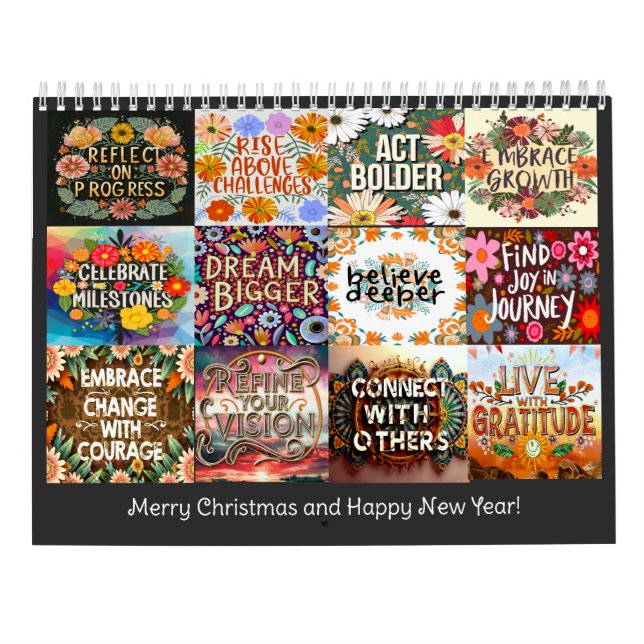 CALENDRIER AUTO-BUT QUOTE CLASSIQUE BOHO THÈME ANNUEL (Dos)