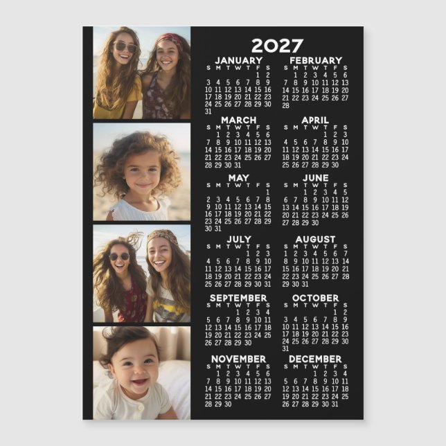 Calendrier avec carte magnétique à collage de 4 ph (Devant)