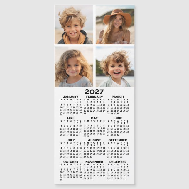 Calendrier avec collage de 4 photos - Aimant moder (Devant)