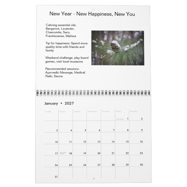 Calendrier avec des bouts utiles et des images (Jan 2027)