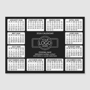 Calendrier avec logo Coordonnées Noir - Aimant