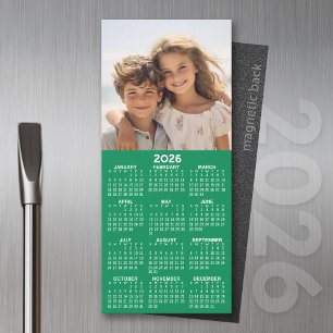 Calendrier avec photo - arrière - plan vert