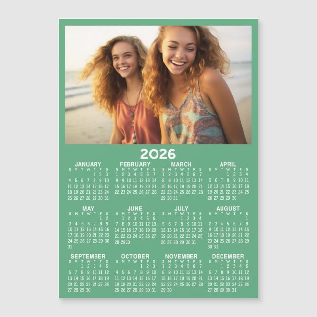 Calendrier avec Photo Vue Annuelle Moderne Aimant (Devant)